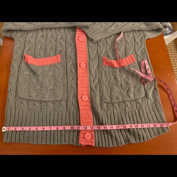 LLR Lucille Cardigan, Oversized, Gray and Pink - Picture 13 of 15